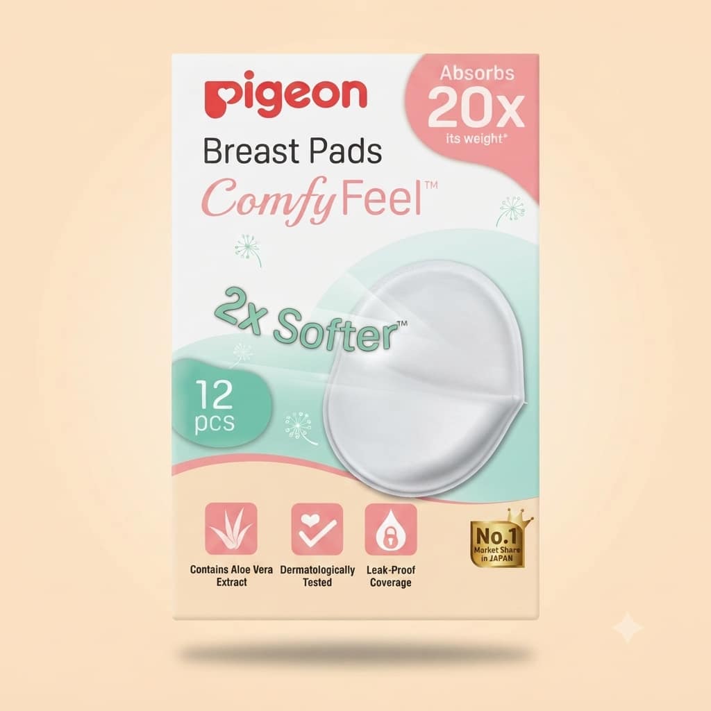 Pigeon Comfy Feel Breast Pads (12 Pcs) - 2x Softer & Leak-Proof Maternity Essentials