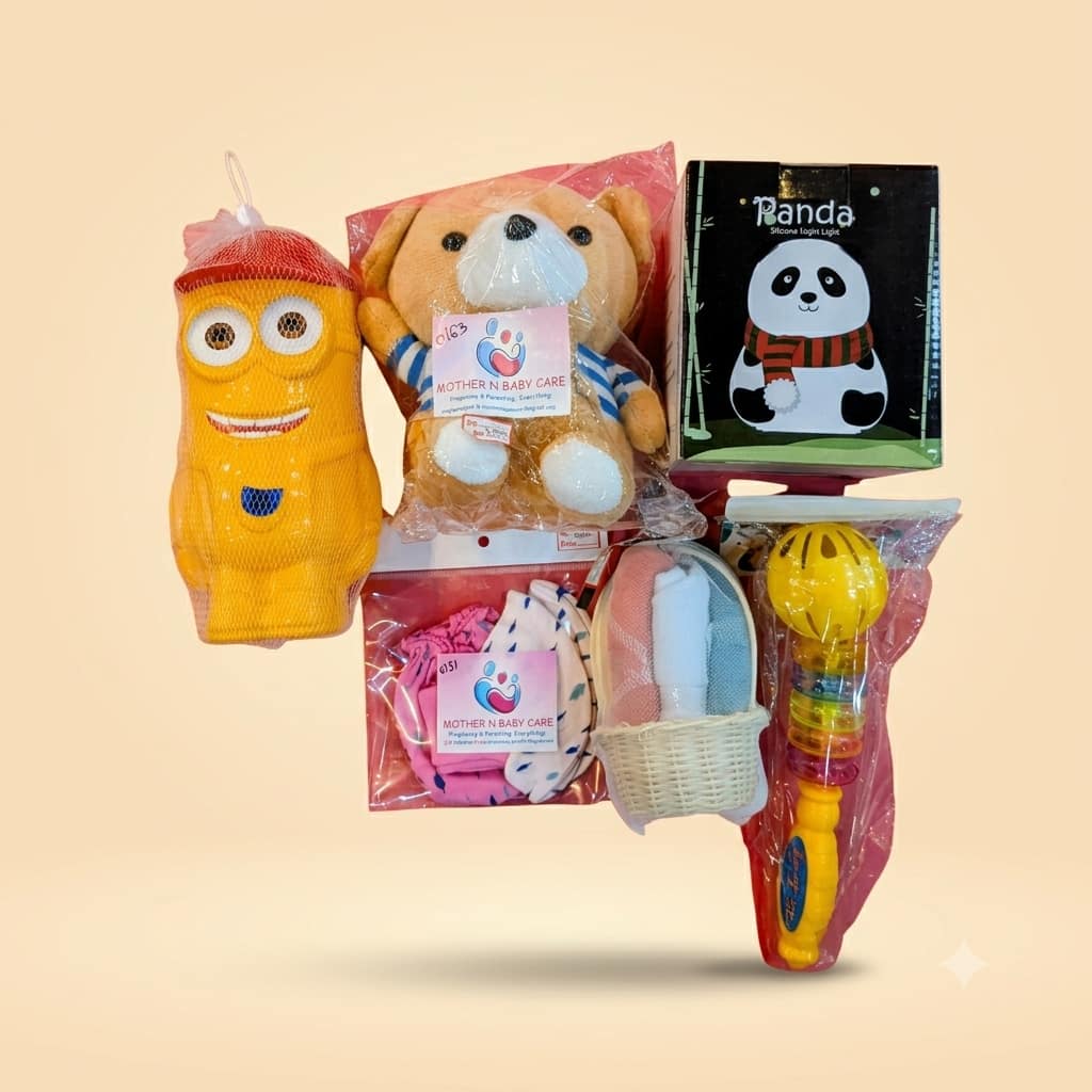 MOTHER N BABY CARE New Born Baby Gift Set with Plush Teddy, Panda Night Light & Toys