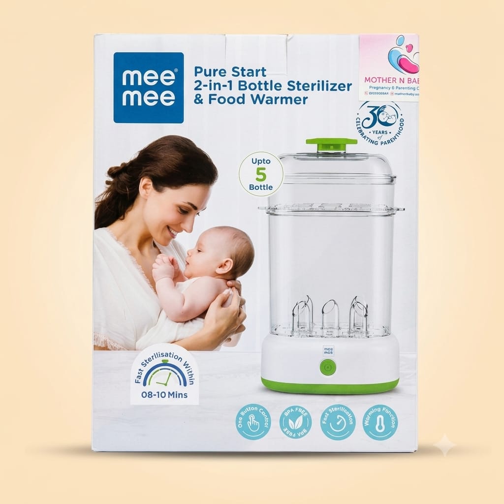Mee Mee Pure Start 2-in-1 Bottle Sterilizer & Food Warmer (Holds 5 Bottles)