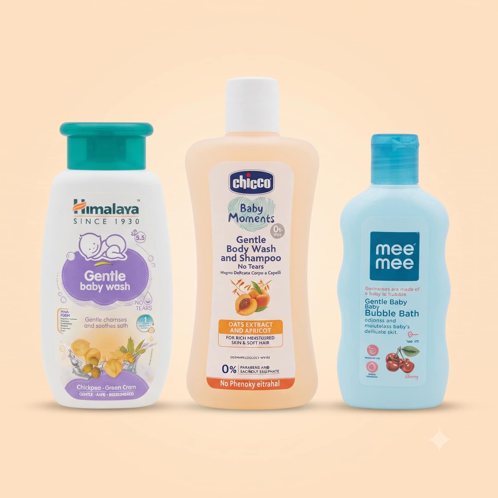 Baby Body Wash and Shampoo Collection - Himalaya, Chicco & Mee Mee Gentle Cleansers