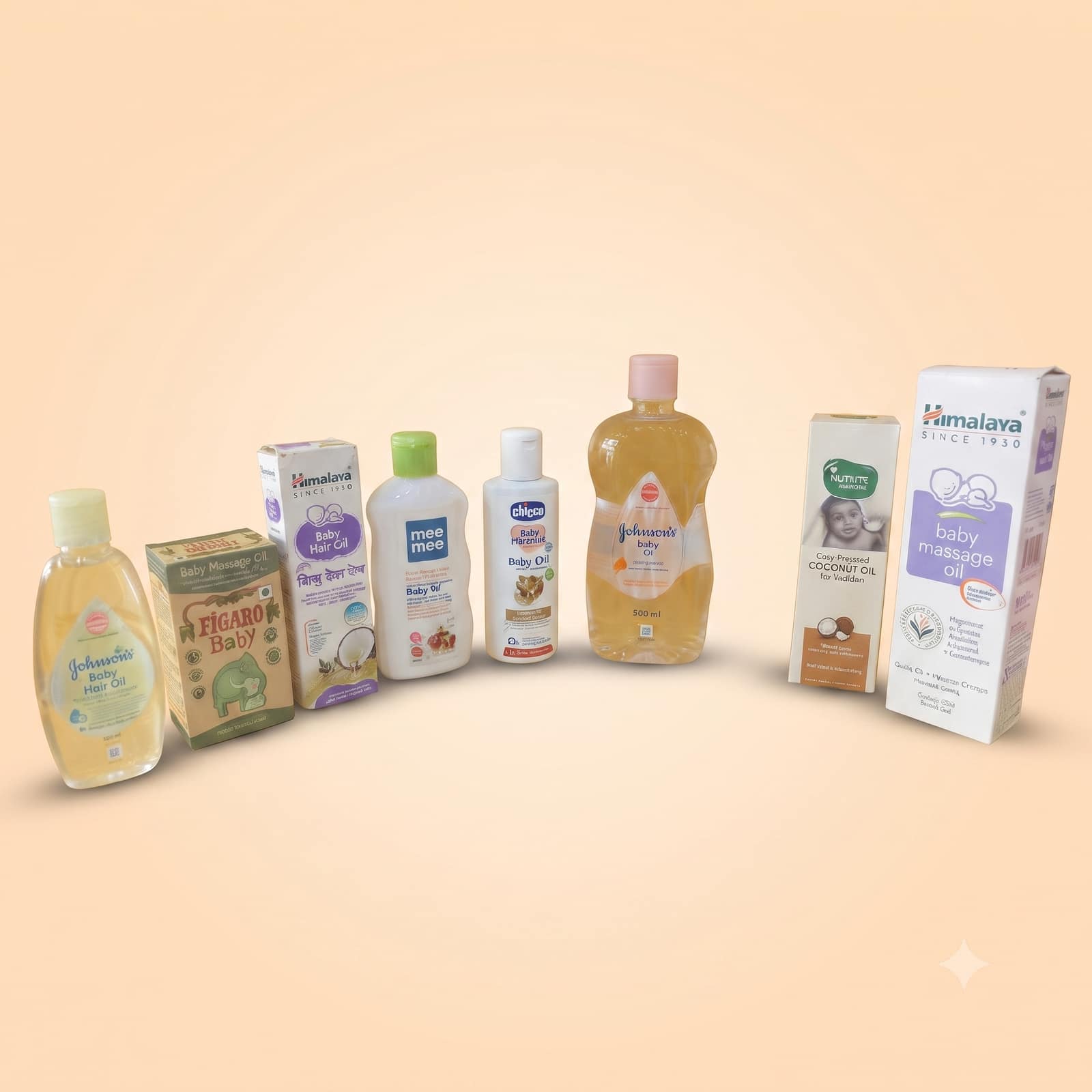 Baby Oil and Massage Oil Collection - Johnson's, Figaro, Himalaya & Mee Mee