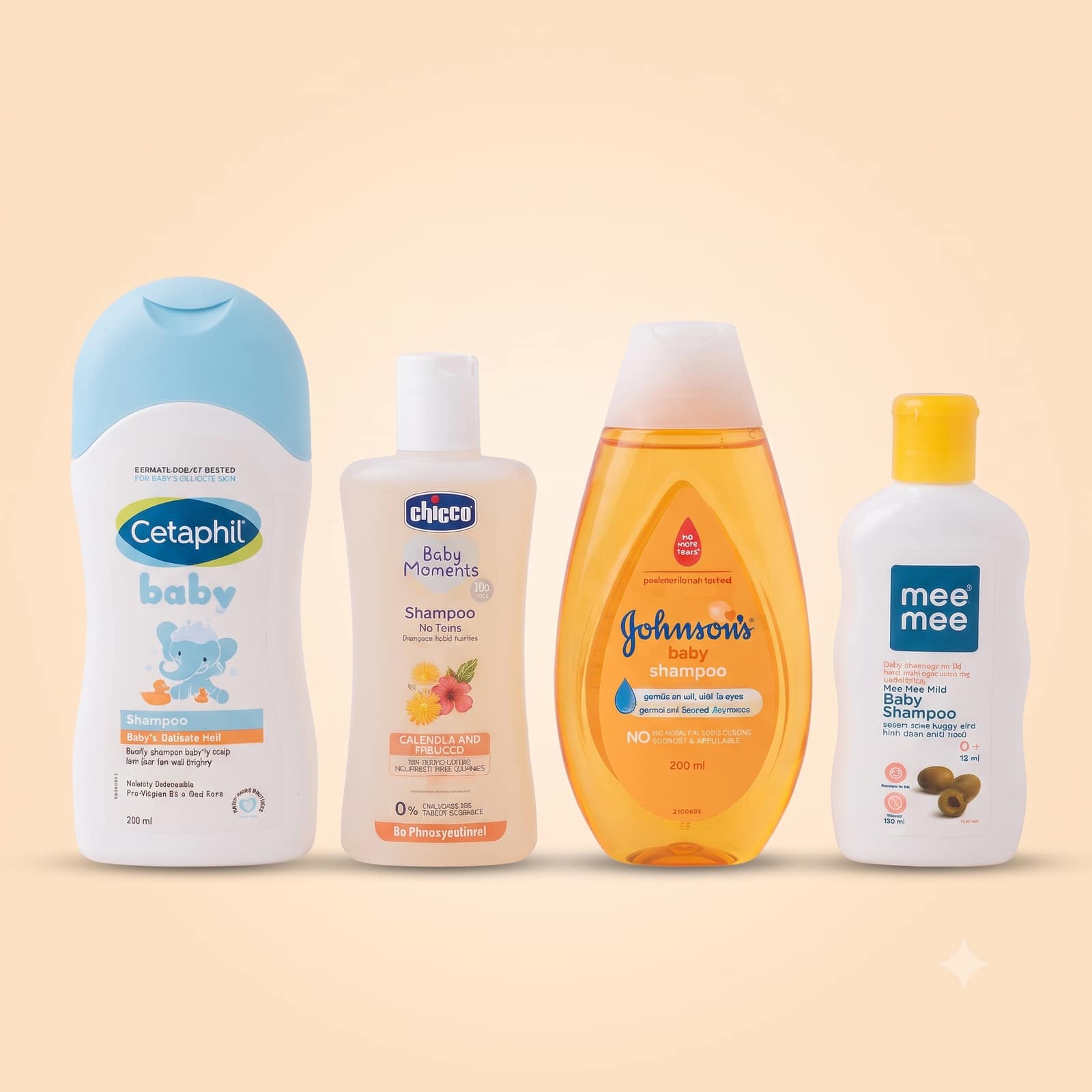 Baby Shampoo Combo - Cetaphil, Chicco, Johnson's & Mee Mee Gentle Hair Cleansers