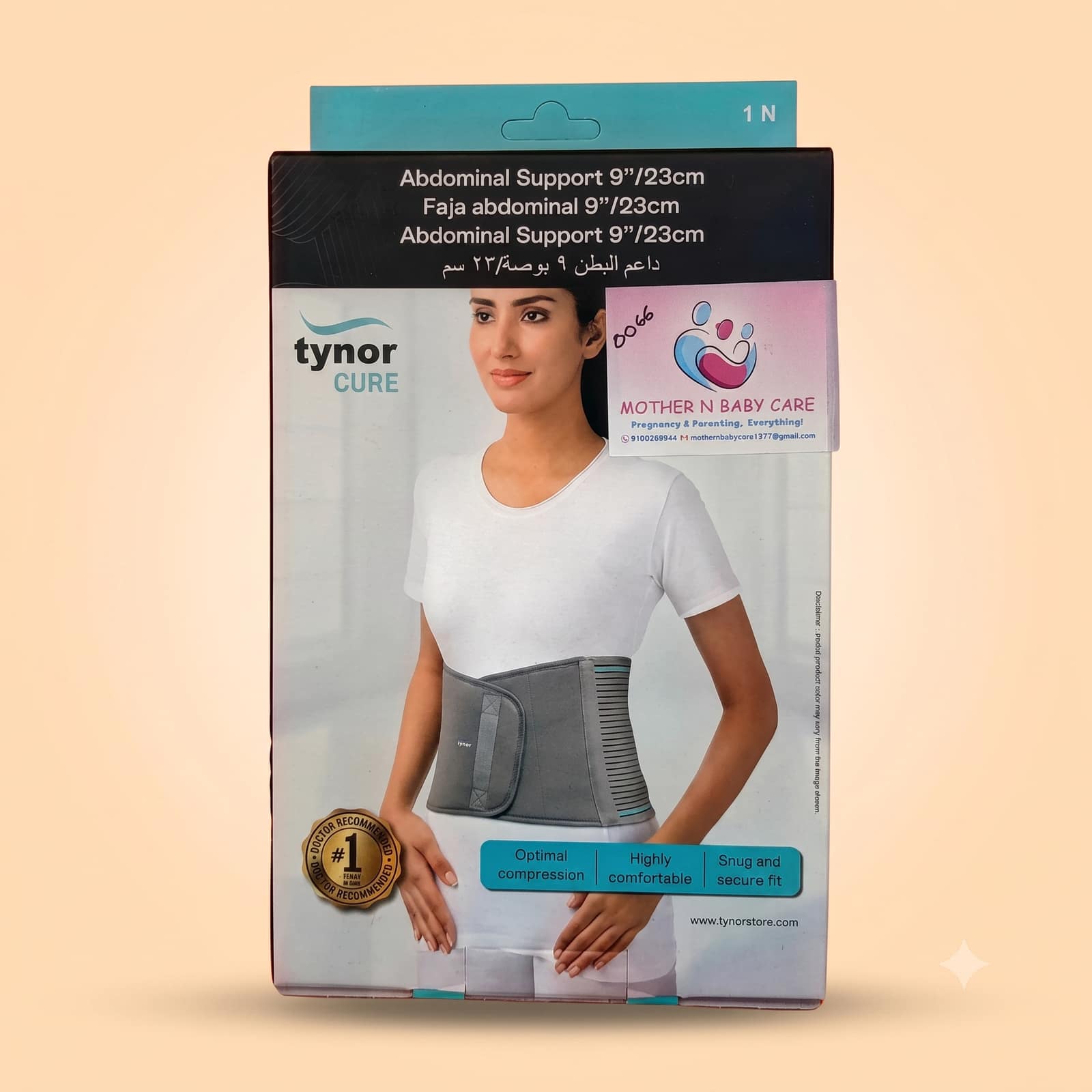 Tynor CURE Abdominal Support Belt (9inch /23cm) - Grey Compression Binder for Postpartum & Abdominal Recovery