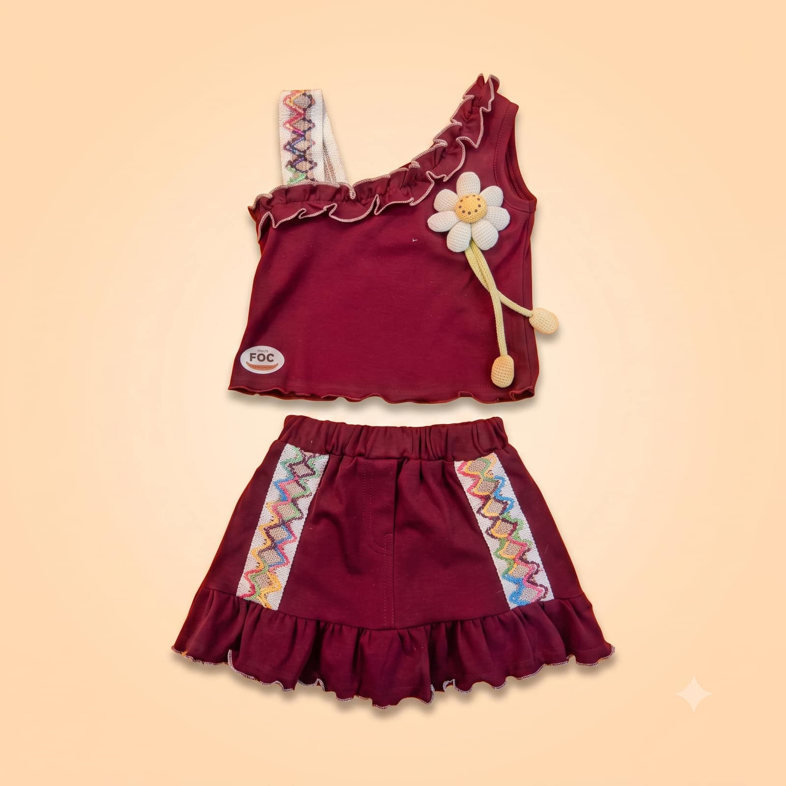 Premium Maroon 2-Piece Frock & Skirt Set (0-1.5 Years)