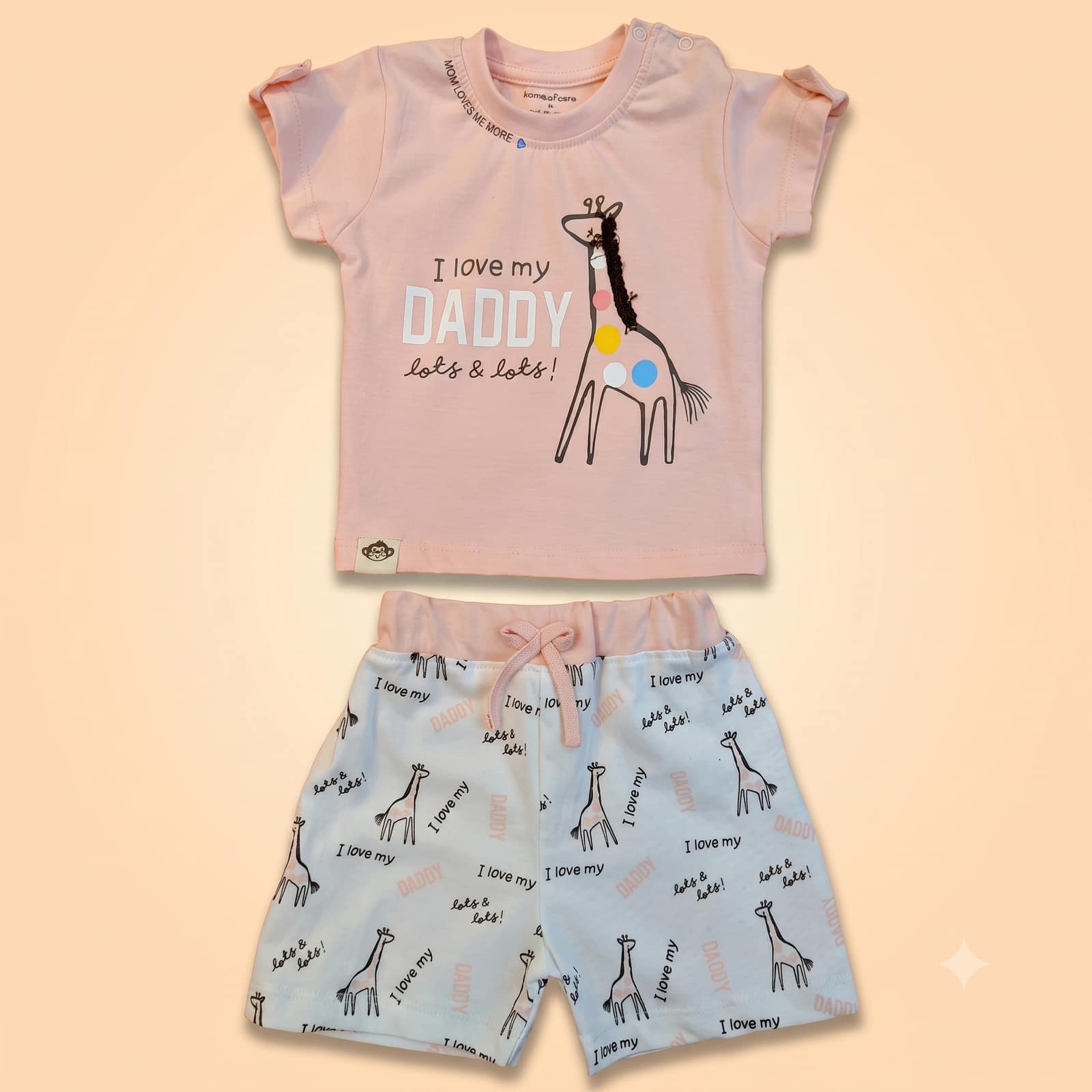 Premium Baby Girls Giraffe Print T-Shirt & Shorts Set (0-3 Months)