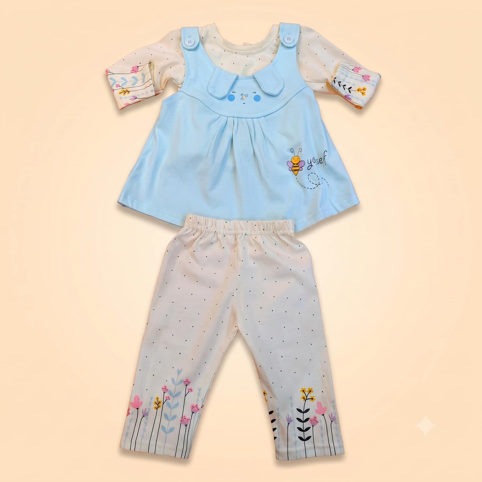 Premium Baby Girls 2-Piece Tunic & Pants Set (0-3 Months)