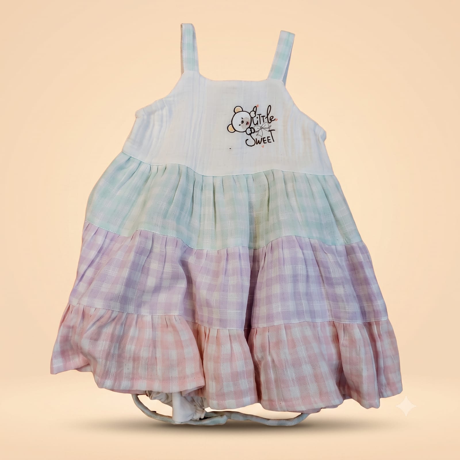 Baby Girls Pastel Gingham Tiered Frock with Pants (0 Months–1.5 Years)