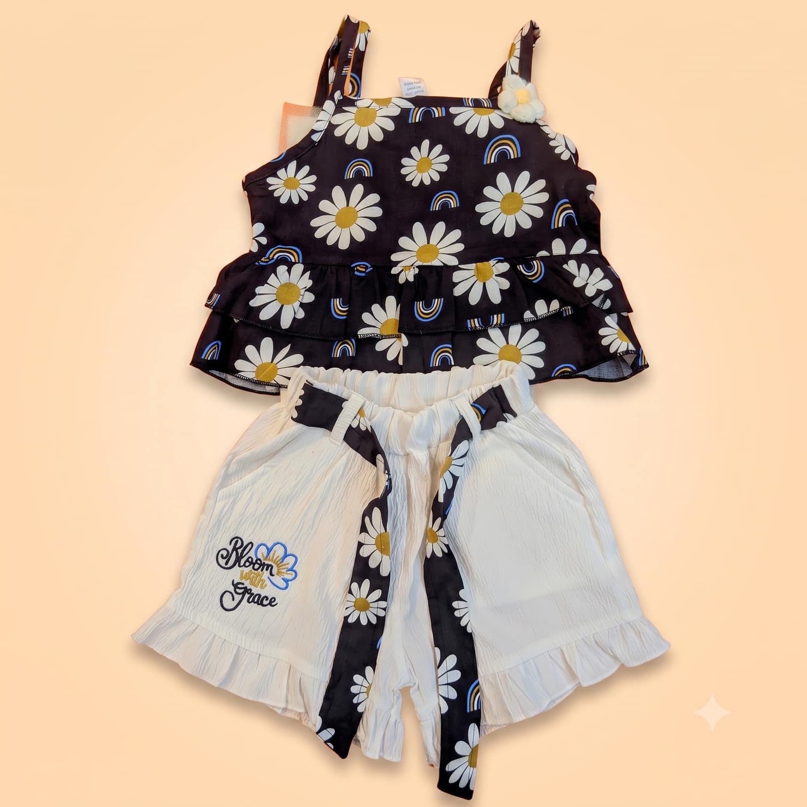 Baby Girls Daisy Print Top and Shorts Set (0 Months–1.5 Years)