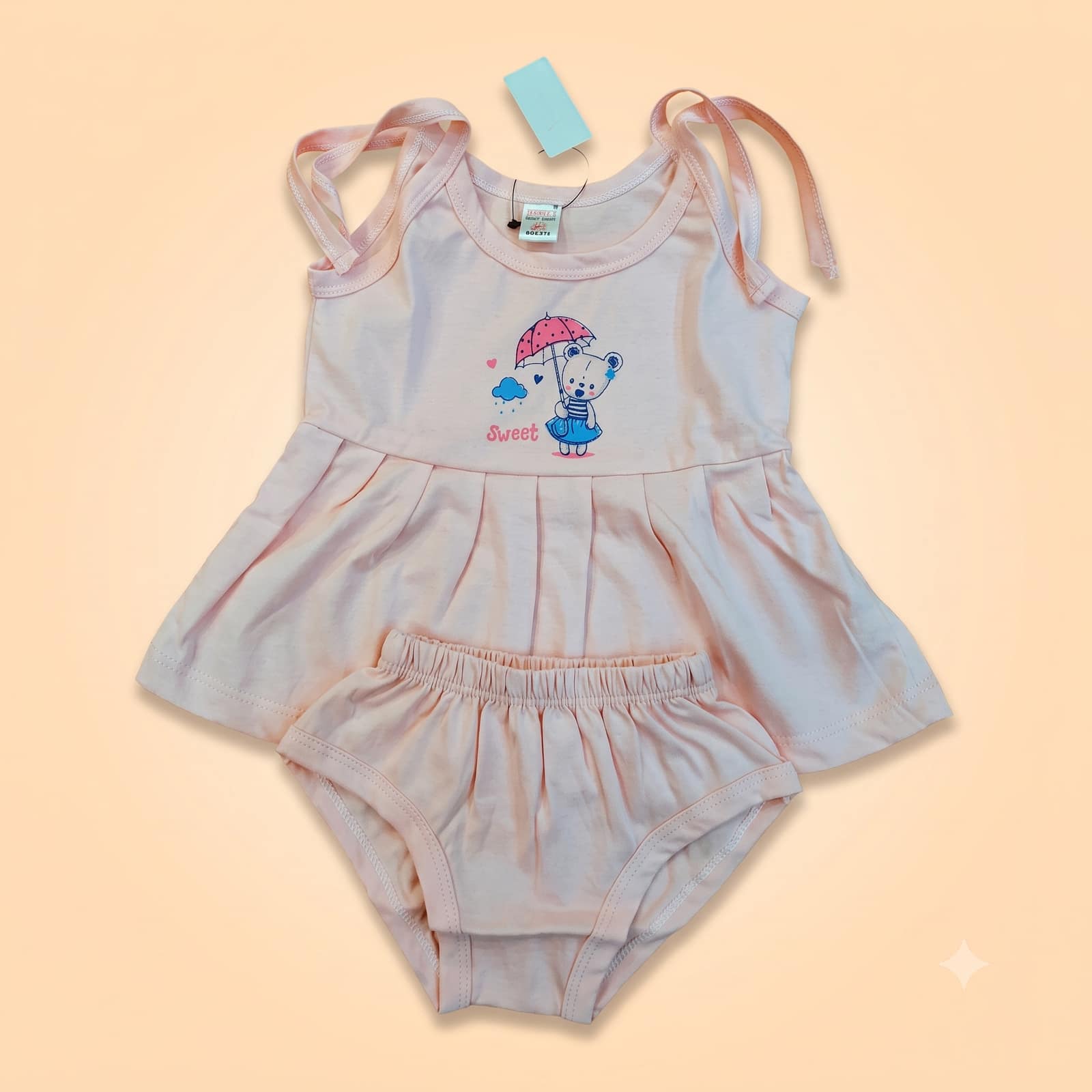 Premium Peach Baby Frock and Pants Set (0-12 Months)