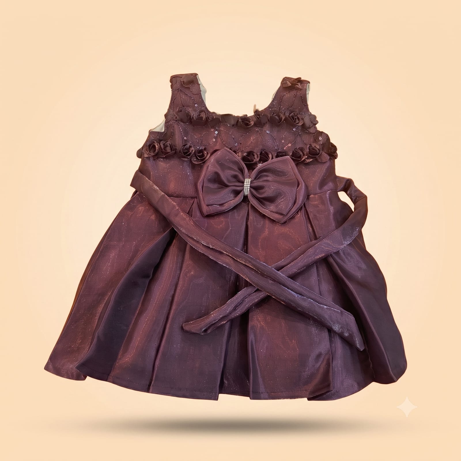 Elegant Aubergine Purple Baby Party Frock (3-9 Months)
