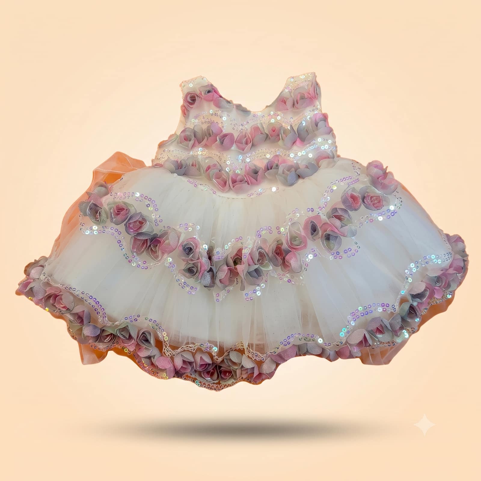 Pastel Floral Party Frock for Baby Girls (3-9 Months)