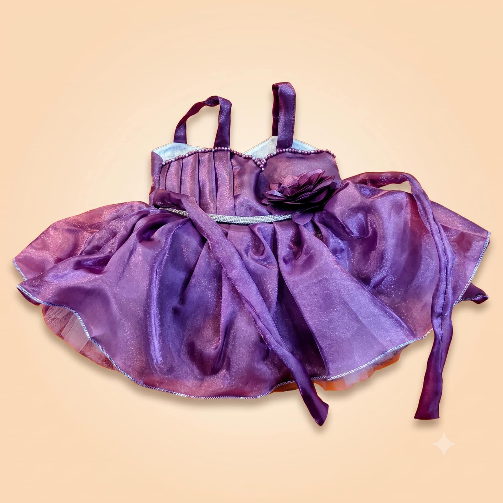 Premium Purple Satin Party Frock for Baby Girls (3-9 Months)