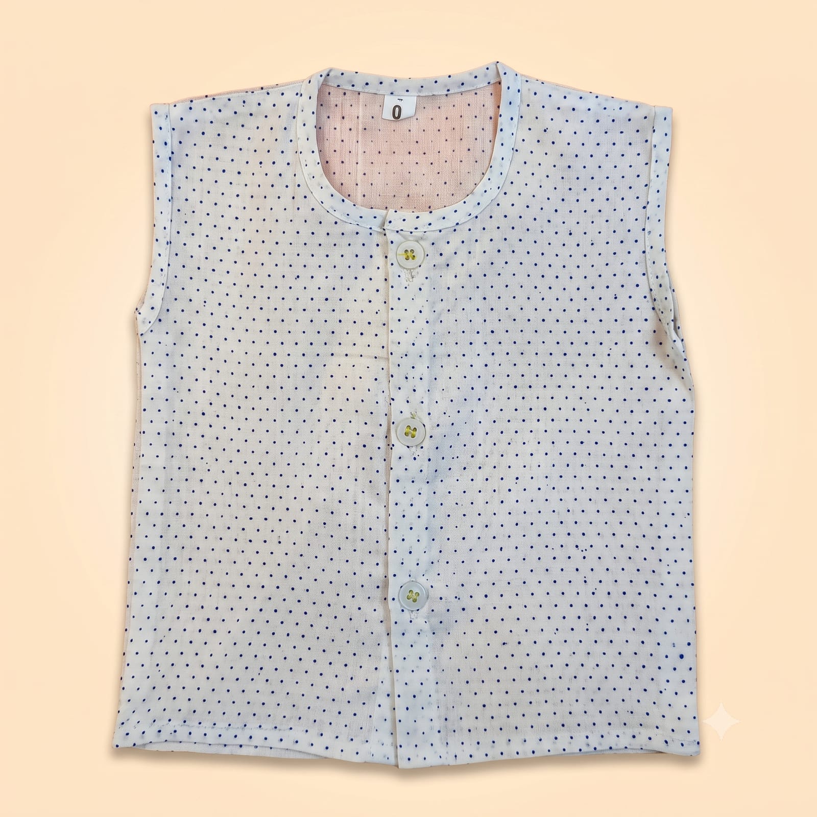 Baby JABLES Top (0-6 Months) - White Sleeveless Polka Dot Button-Front Vest Top