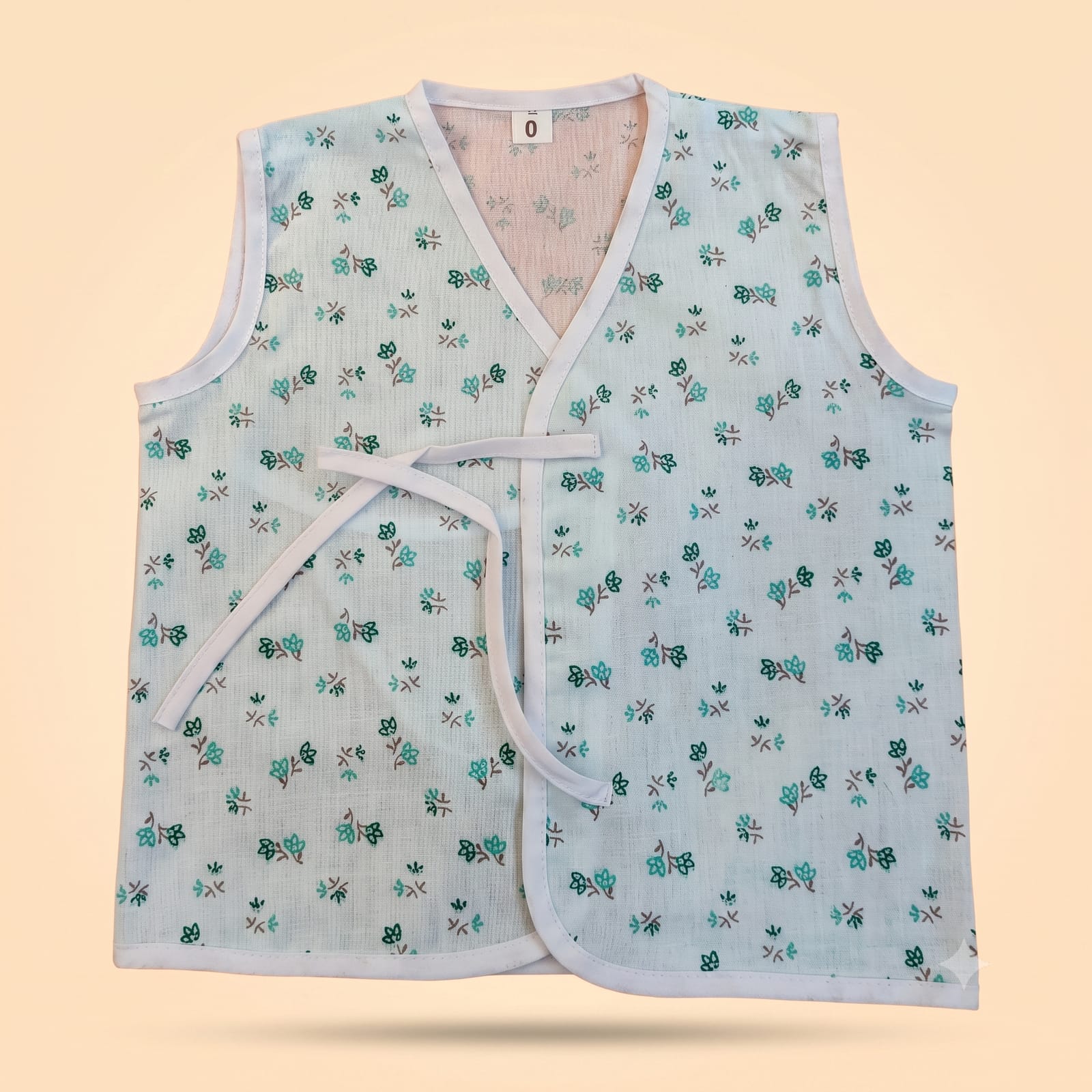 Baby JABLES Top (0-6 Months) - Light Blue Floral Sleeveless Tie-Front Wrap Top