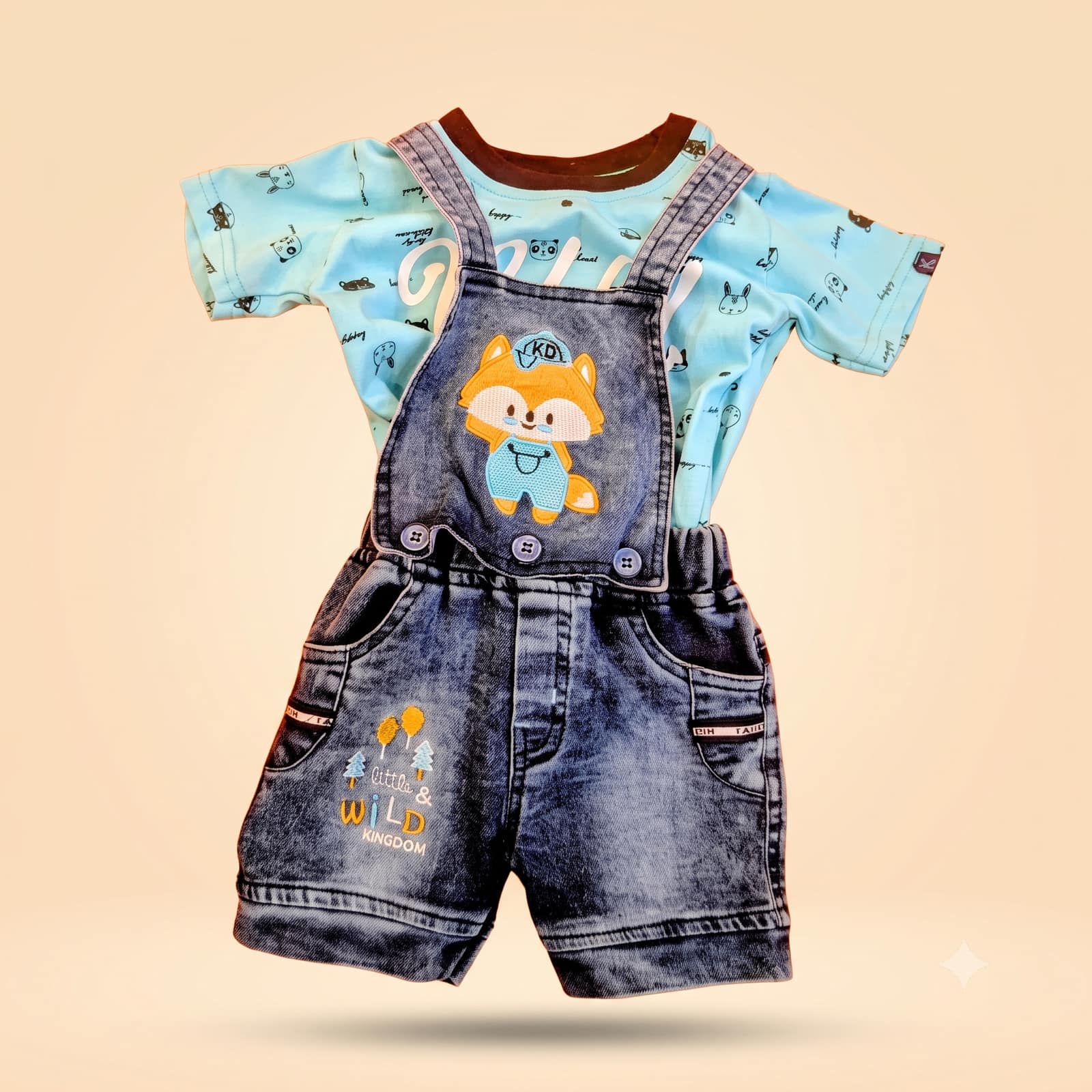 Upper + Lower Set (0 Months - 1.5 Years) - Light Blue Buttoned Top and Blue Pants