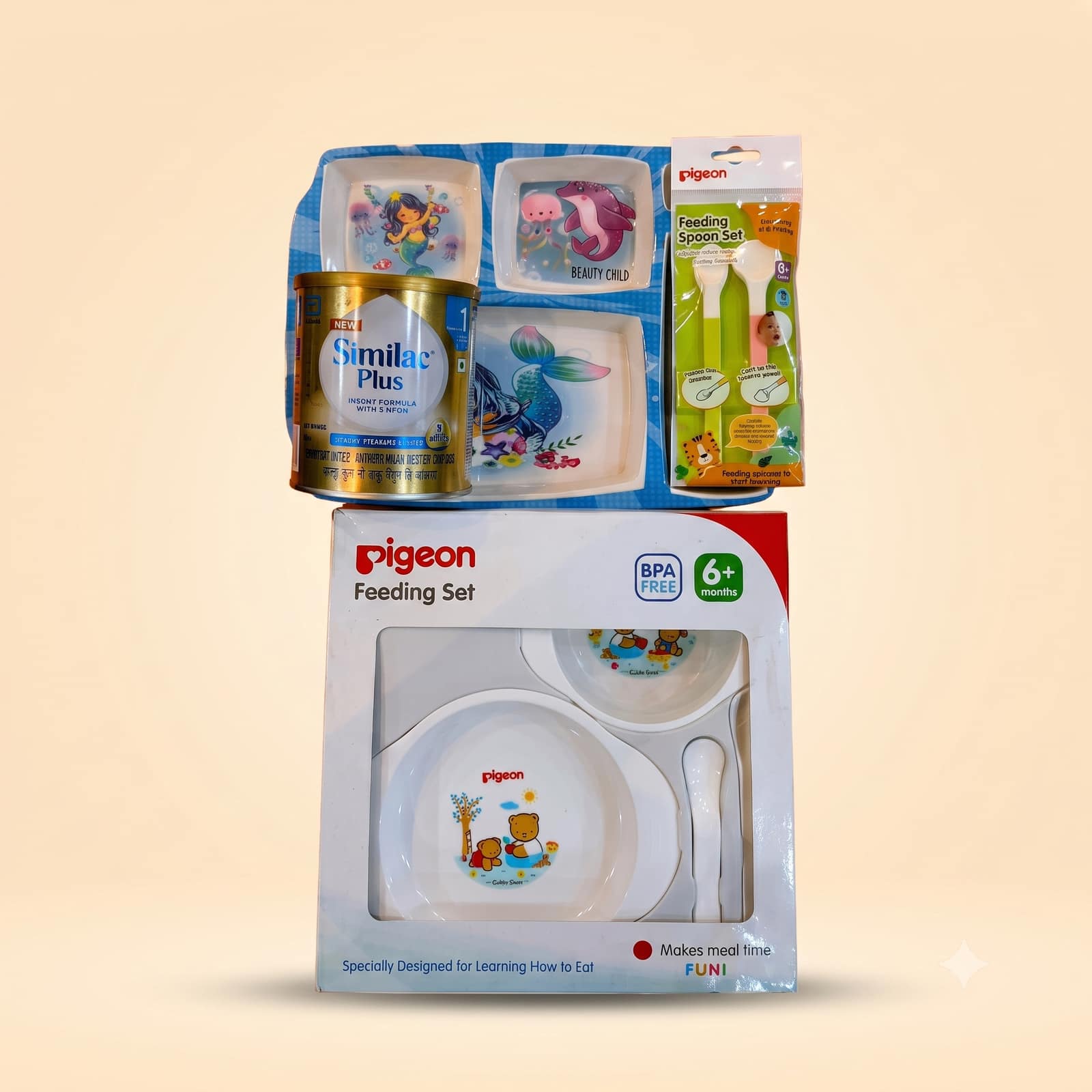 Pigeon Weaning Feeding Set with Similac Plus Formula & Ocean Theme Meal ware Set