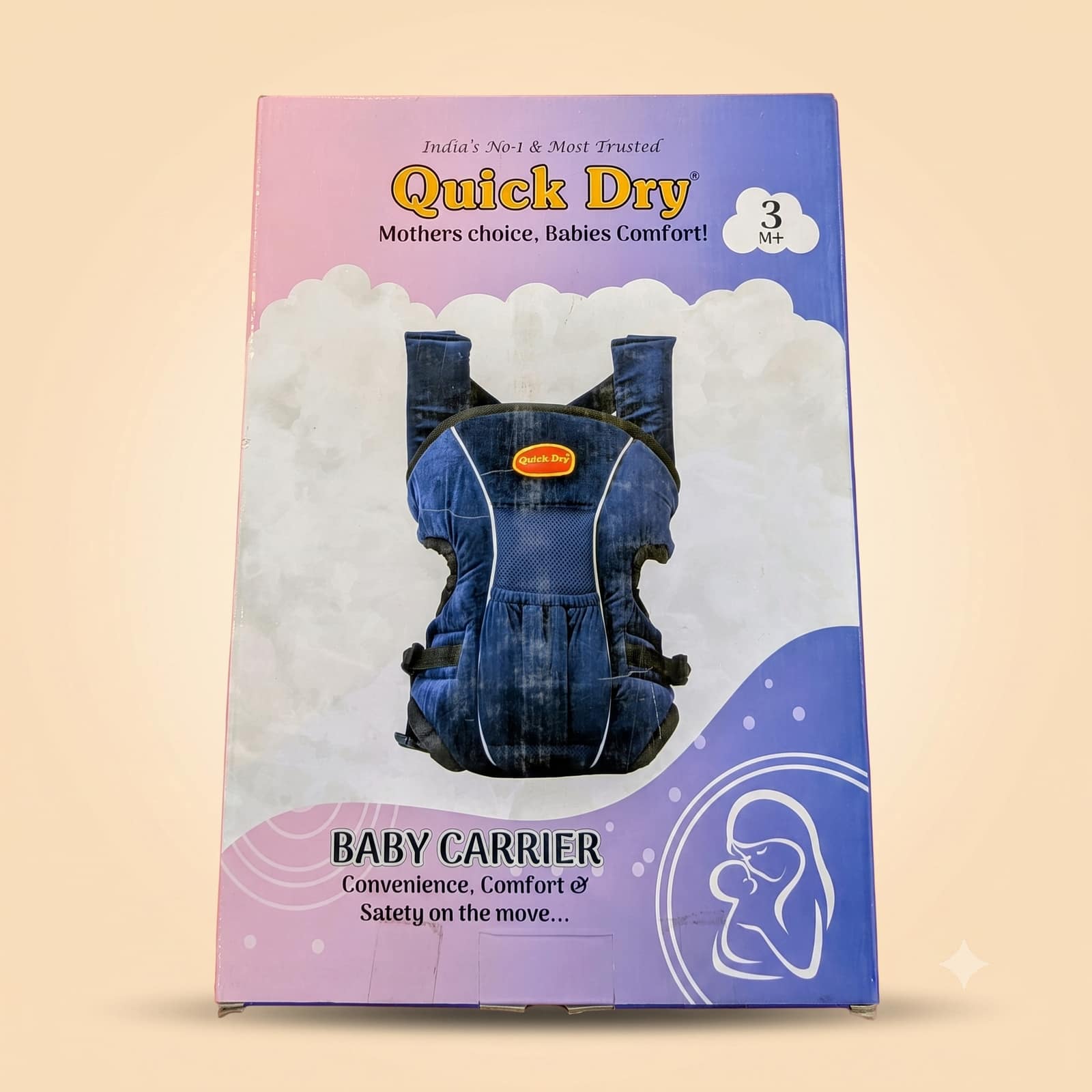 Quick Dry Baby Carrier (3 Months +) - Blue, "Mothers Choice, Babies Comfort"