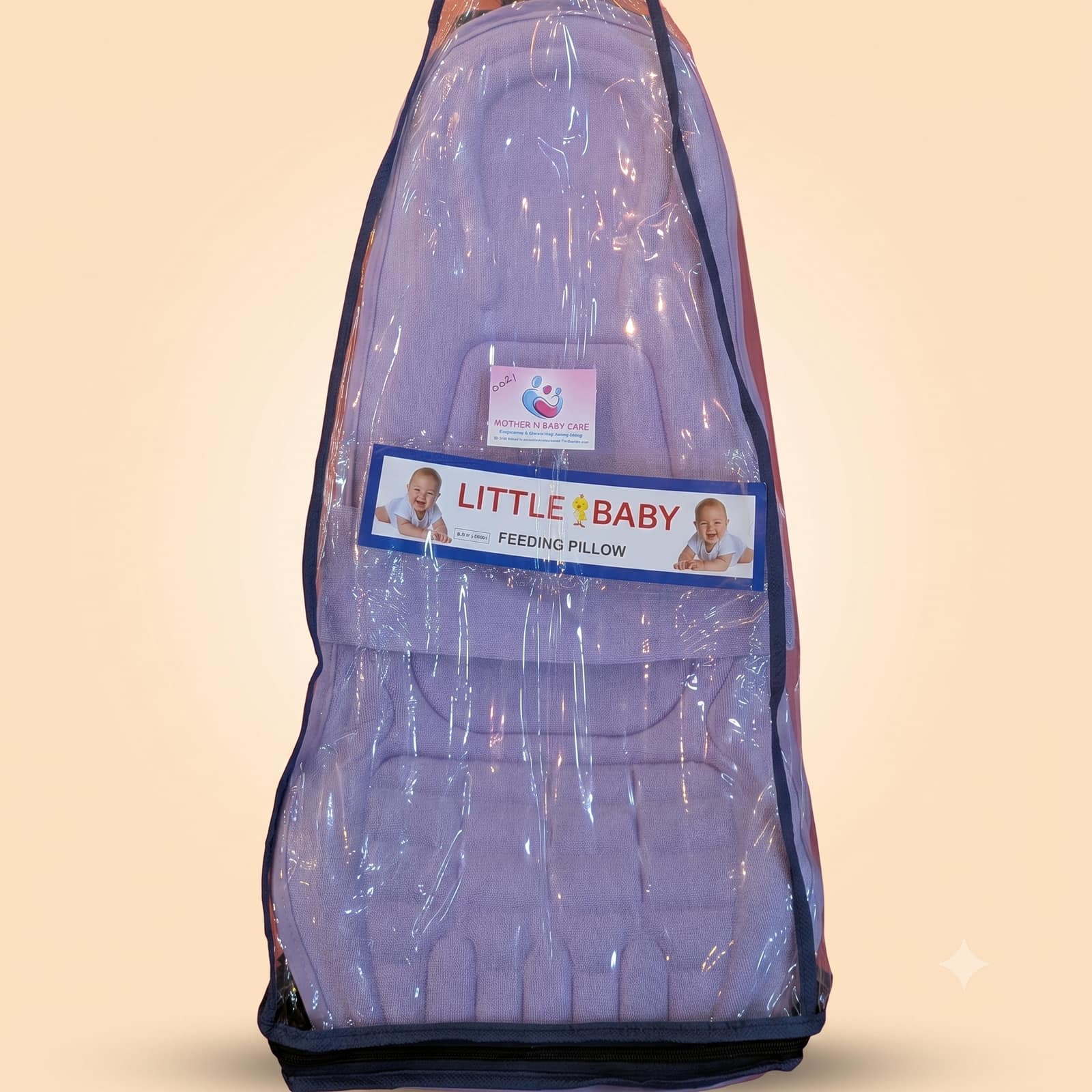 MOTHER N BABY CARE Little Baby Feeding Pillow (Purple) with Clear Carry Bag
