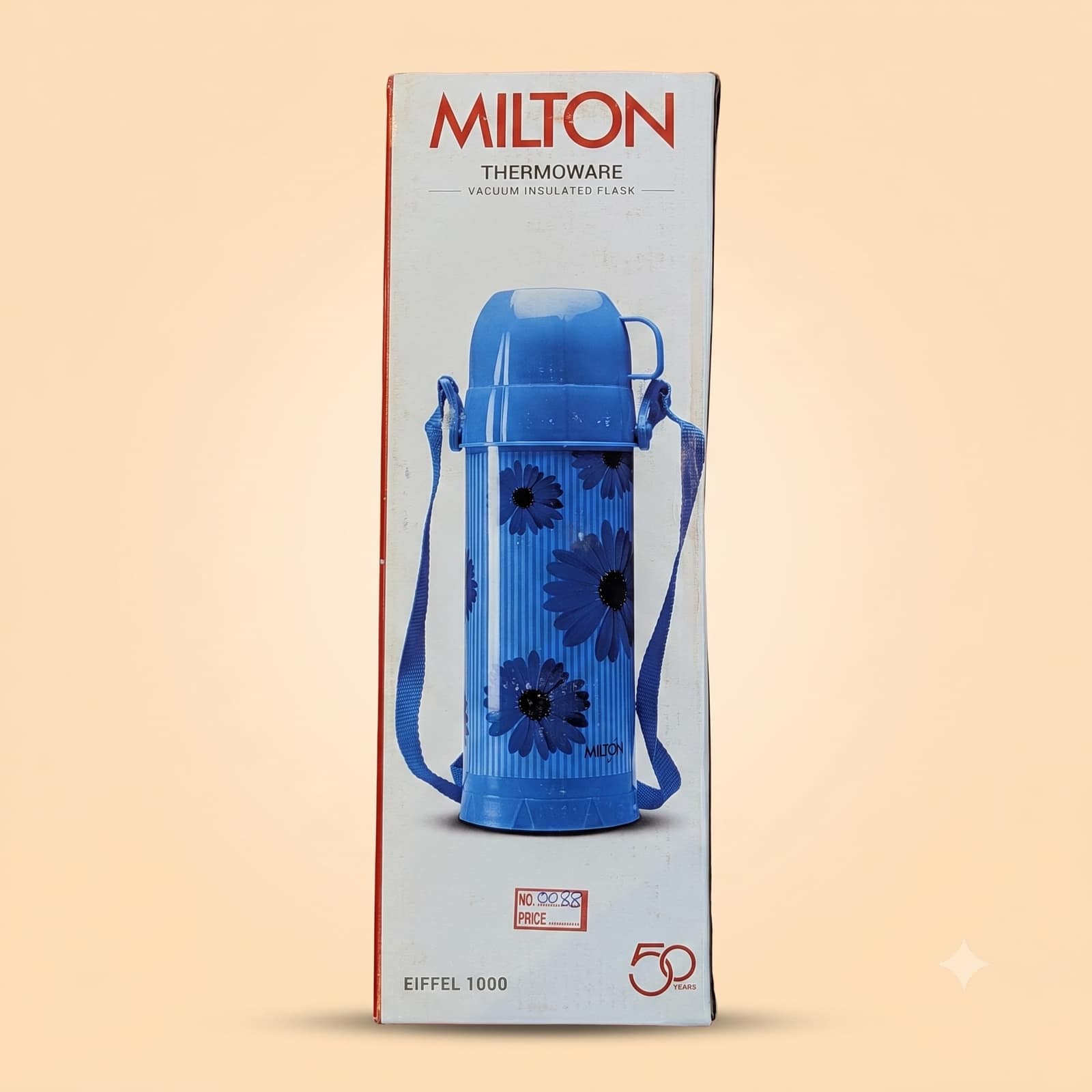 MILTON Thermoware Eiffel 1000 Vacuum Insulated Flask with Strap (Blue Floral)